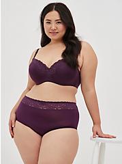 Full Coverage Balconette Bra - Lace Trim Purple with 360° Back Smoothing™ , BLACKBERRY WINE, hi-res
