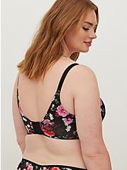 Plus Size Lightly Lined Full Coverage Balconette Bra - Microfiber Floral Pink with 360° Back Smoothing™, MARAH FLORAL- BLACK, alternate