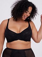 Unlined Balconette Bra - Lace and Mesh Black, , hi-res