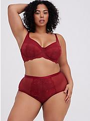Unlined Balconette Bra - Lace and Mesh Red, BIKING RED, alternate