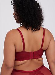 Plus Size Unlined Balconette Bra - Lace and Mesh Red, BIKING RED, alternate