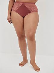 Plus Size High Waist Cheeky Panty - Microfiber & Lace Rose Shine, WITHERED ROSE PINK, alternate