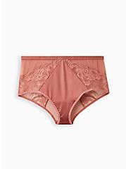 Plus Size High Waist Cheeky Panty - Microfiber & Lace Rose Shine, WITHERED ROSE PINK, hi-res