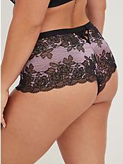 Plus Size Boudoir Cheeky Panty - Lace Purple & Black, LAVENDER MIST, alternate