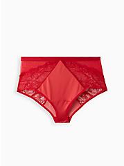 High Waist Cheeky Panty - Microfiber & Lace Shine Red, JESTER RED, hi-res