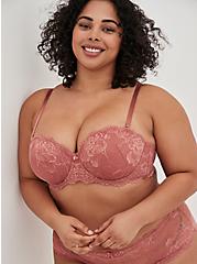 Plus Size Push Up Multiway Bra - Lace Pink, WITHERED ROSE PINK, hi-res