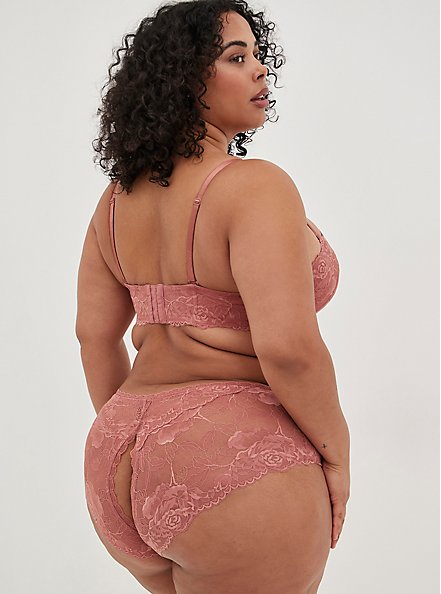 Open Slit Back Cheeky Panty - Pink, WITHERED ROSE PINK, alternate