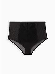 Plus Size Keyhole Back Brief Panty - Lace & Mesh Black, RICH BLACK, hi-res