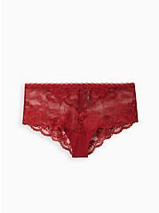 Open Slit Back Cheeky Panty - Lace Red, BIKING RED, hi-res