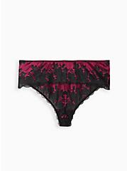Plus Size High Waist Thong Panty - Lace Boudoir Pink And Black, NAVARRA, hi-res