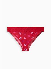 Bikini Panty - Microfiber Wide Lace Lips Red, HOLIDAY LIPS- RED, hi-res