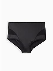Plus Size Brief Panty - Microfiber & Mesh Shine Black, RICH BLACK, hi-res