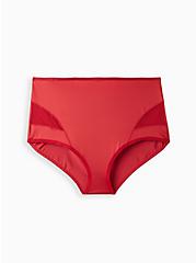 Plus Size Brief Panty - Microfiber & Mesh Shine Red, JESTER RED, hi-res