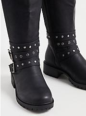 Plus Size Studded Wrap Knee Boot - Black Faux Leather (WW), BLACK, alternate