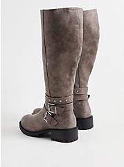 Plus Size Studded Wrap Knee Boot - Grey Faux Leather (WW), GREY, alternate