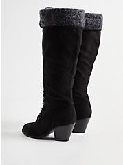 Sweater Wrap Knee Boot - Black Faux Suede (WW), BLACK, alternate