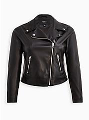 Moto Jacket - Faux Leather Black, DEEP BLACK, alternate