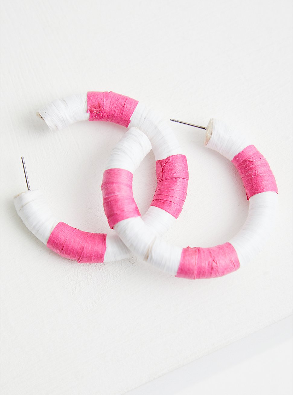Plus Size Pink And Ivory Hoop, , hi-res