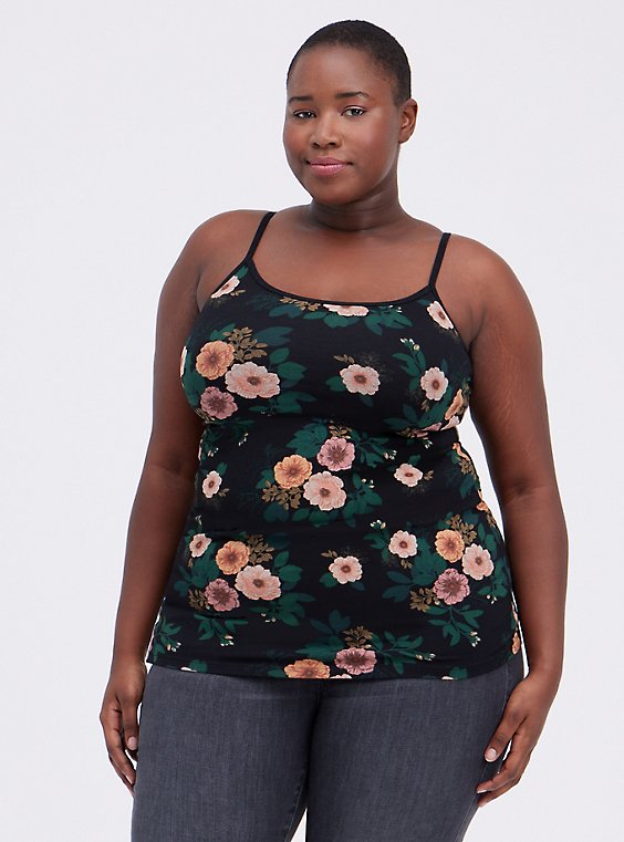Foxy Tunic Cami - Floral Black, OTHER PRINTS, hi-res
