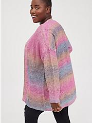 Plus Size Open Cardigan Sweater - Rainbow, STRIPE - MULTICOLOR, alternate