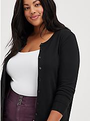 Plus Size Classic Cardigan Sweater - Ultra Soft Black, DEEP BLACK, alternate