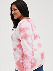 Plus Size Raglan Sweatshirt - Cozy Fleece Tie Dye Pink, PINK, alternate