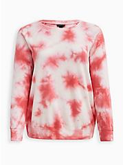 Plus Size Raglan Sweatshirt - Cozy Fleece Tie Dye Pink, PINK, hi-res