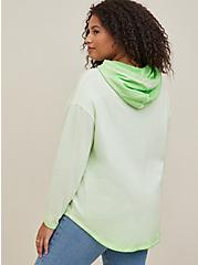 Plus Size Relaxed Fit Cozy Fleece Drop Shoulder Hoodie, GREEN, alternate
