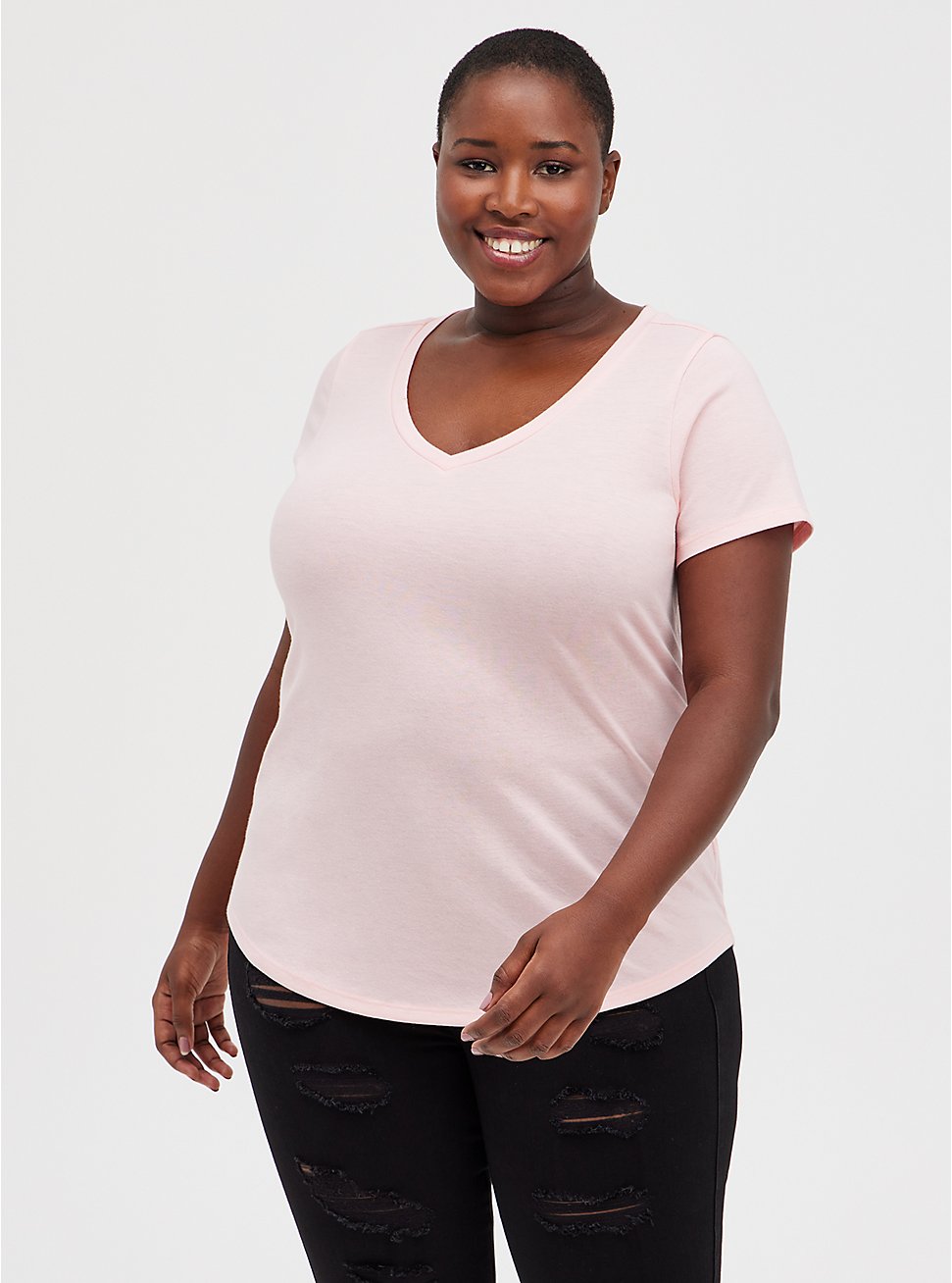 Plus Size Girlfriend Tee – Signature Jersey Pink, PINK, hi-res