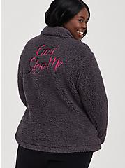 Breast Cancer Awareness Active Zip Sherpa - Can't Stop Me Grey , GREY  CHARCOAL, alternate