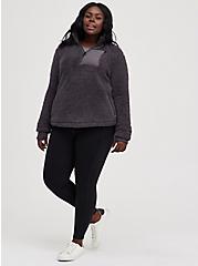 Plus Size Breast Cancer Awareness Active Zip Sherpa - Can't Stop Me Grey , GREY  CHARCOAL, alternate