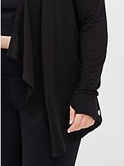 Plus Size Drape Front Active Cardigan - Black, DEEP BLACK, alternate