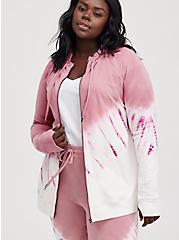 Breast Cancer Awareness Zip Active Hoodie - Everyday Fleece Tie Dye Pink, TIE DYE, hi-res