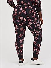 Plus Size Breast Cancer Awareness Classic Fit Active Jogger - Everyday Fleece Roses Black, FLORAL - BLACK, alternate