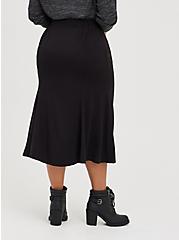 Plus Size Flared Midi Skirt - Challis Black, DEEP BLACK, alternate