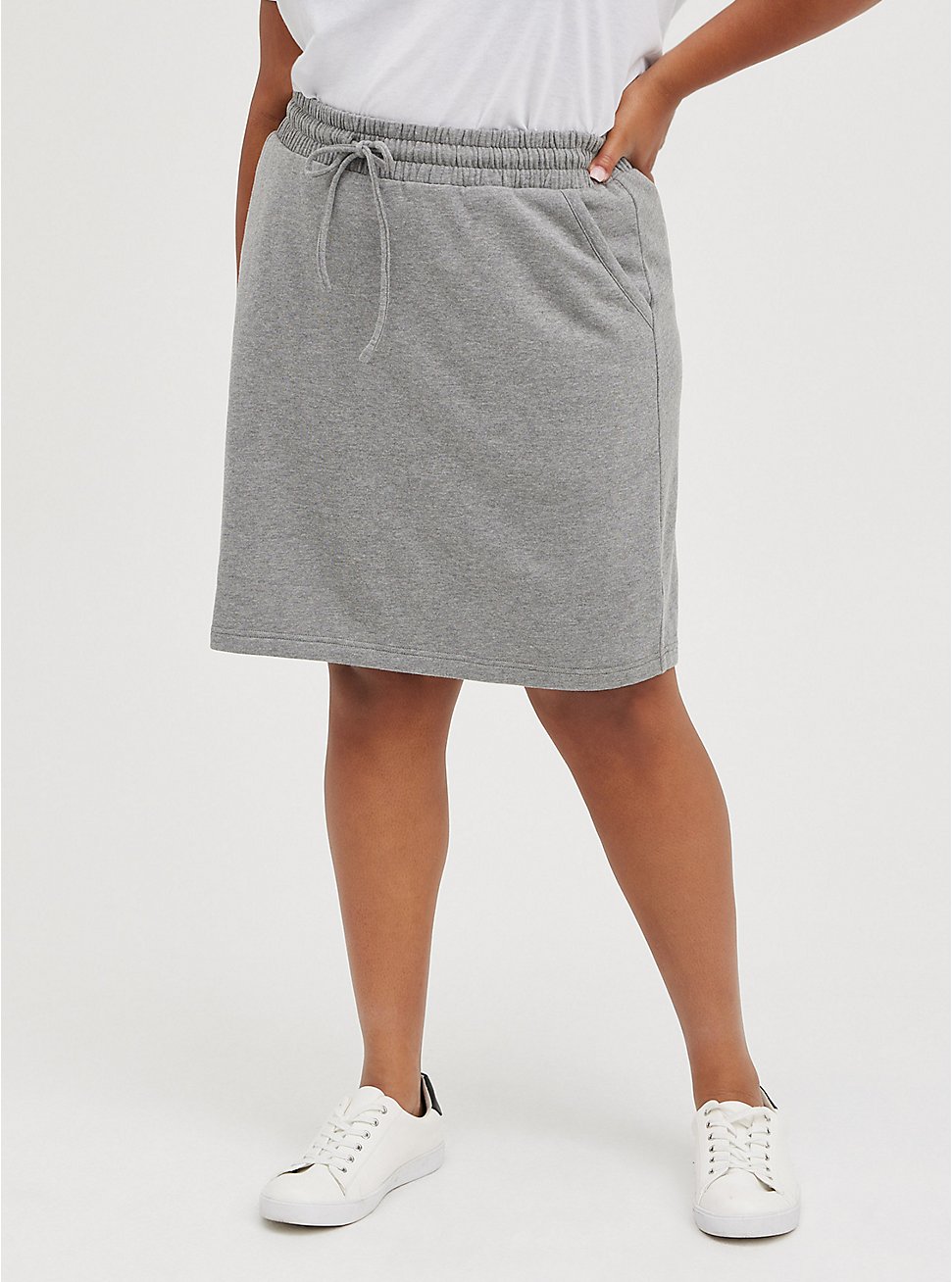 Plus Size A-Line Mini Skirt - Fleece Grey, HEATHER GREY, hi-res