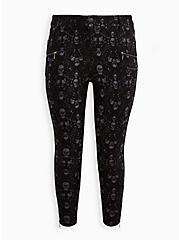 Plus Size Zip Skinny Pant - Luxe Ponte Skulls Black, MULTI, hi-res