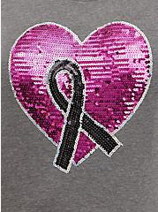 Plus Size Breast Cancer Awareness Everyday Tee - Signature Jersey Sequins Heart Grey, MEDIUM HEATHER GREY, alternate