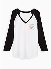 Plus Size Breast Cancer Awareness Classic Raglan Tee - Love Hope Fight White & Black, BRIGHT WHITE, hi-res