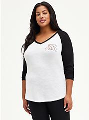Plus Size Breast Cancer Awareness Classic Raglan Tee - Love Hope Fight White & Black, BRIGHT WHITE, hi-res