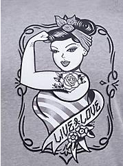 Breast Cancer Awareness Hoodie - Cozy Fleece Tattoo Girl Grey, MEDIUM HEATHER GREY, alternate