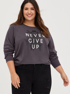 Plus Size - Breast Cancer Awareness Sweatshirt - Cozy Fleece Never Give ...