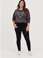 Breast Cancer Awareness Sweatshirt - Cozy Fleece Never Give Up Dark Grey, NINE IRON, alternate