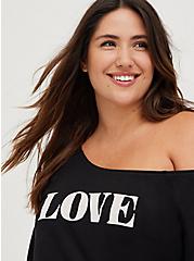 Graphic Classic Fit Lt Weight French Terry Off-Shoulder Sweatshirt, BCA LOVE BLACK, alternate