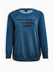 Plus Size Sweatshirt - Cozy Fleece Sorry Coffee Luna Wash Blue , MIDNIGHT, hi-res