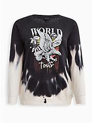 Sweatshirt - Cozy Fleece Eagle Tie-Dye Black & White, TIE DYE BLACK, hi-res