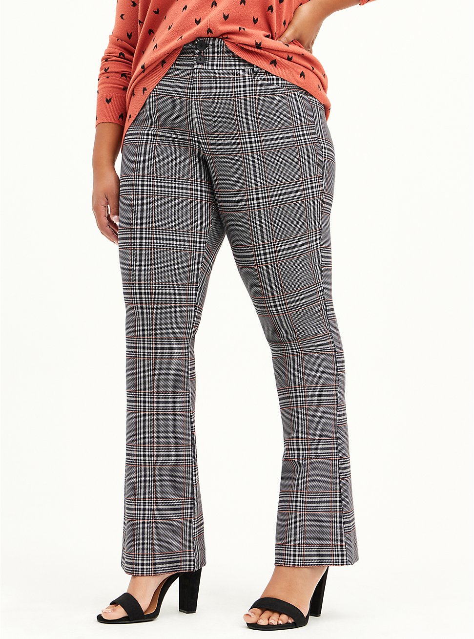 Mid-Rise Trouser - Luxe Ponte Plaid Grey, OTHER PRINTS, hi-res