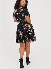 Plus Size Tiered Crop Top + Mini Skirt Set - Super Soft Floral Black, FLORAL - BLACK, alternate