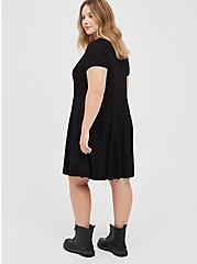 Plus Size Henley Fit & Flare Dress - Super Soft Black, DEEP BLACK, alternate
