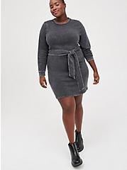 Pullover Dress - Cozy Fleece Black Mineral Wash, DEEP BLACK, alternate